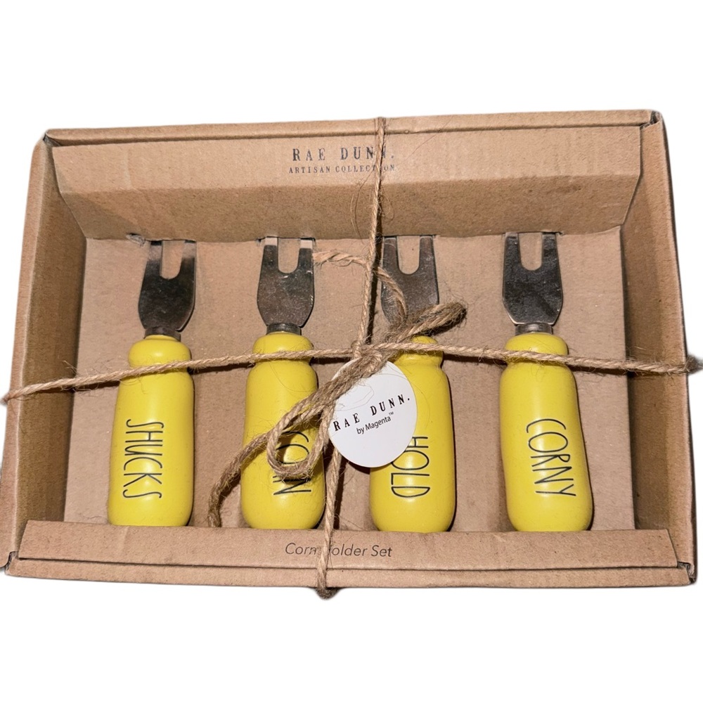 Rae Dunn Yellow Corn Holder Set